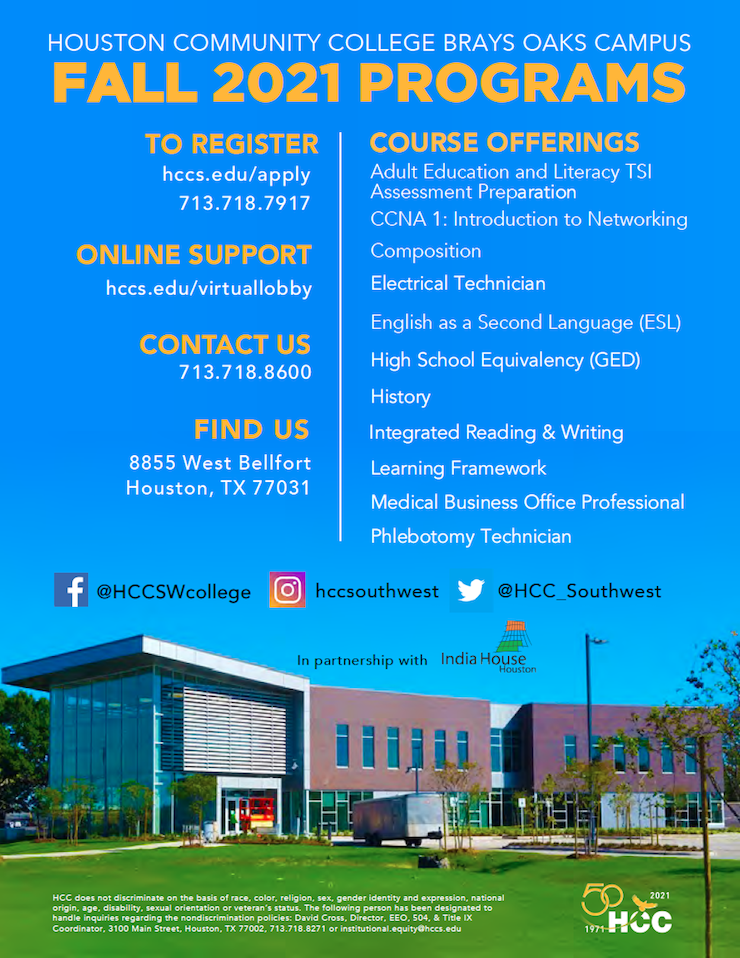 HCC Fall 2021 programs and Southwest Management District